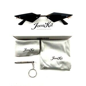 Jova Rare Funky Y2K Triangle Black Lens Gold Frames Sunglasses